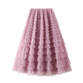 Medium-Length Network Mesh Cake Skirt New Spring Summer Autumn/Winter New Style A- Line Long Dress Puffy Tulle Skirt