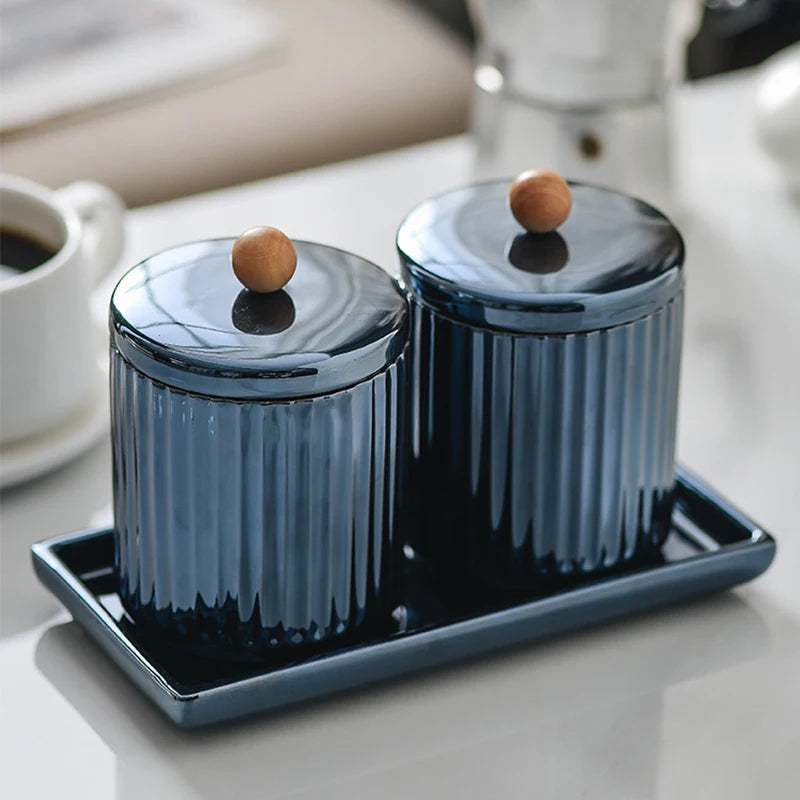 Luxury Ceramic Cotton Swab Storage tank Living Room Toothpick Holder Bathroom Toothbrush Holder Combination Set