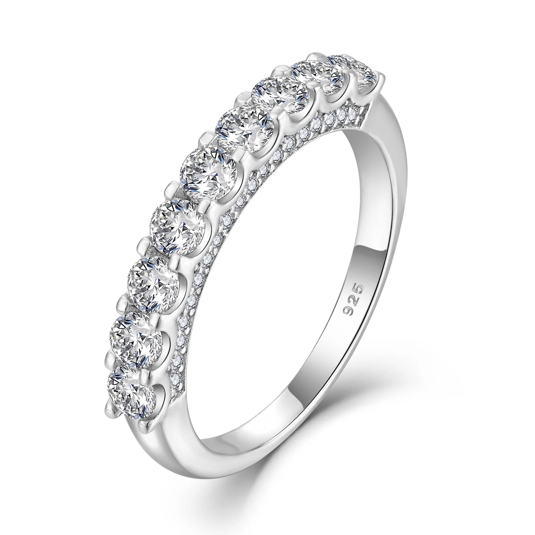 Qingxin Custom OEM 925 Sterling Sliver Wedding Band Ring Simple Design Zircon 925 Ring for Women Jewelry