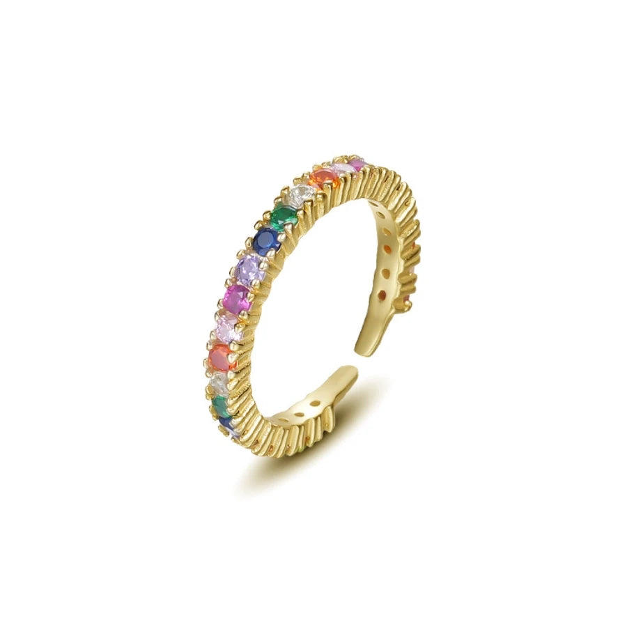 MELYNN Trendy Colour CZ Zircon Ring 925 Sterling Silver 925 Jewellery Rings for Woman Gold Plated Adjustable Ring for Girls