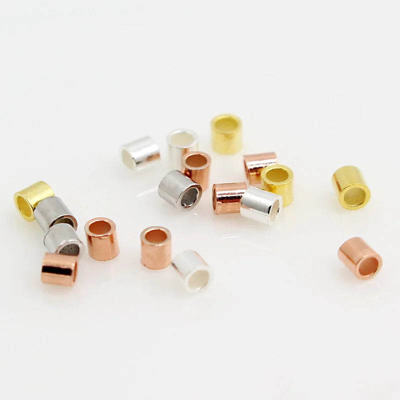 Real 925 Silver Crimp Beads Wholesale Jewelry Accessories Findings Crimp Tubes End Crimp Beads for Jewelry Making2 mm