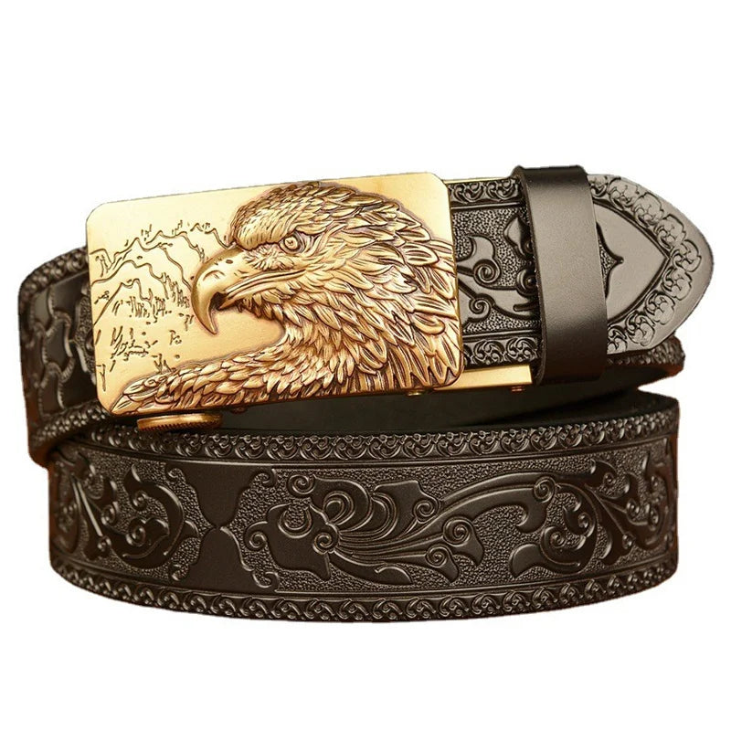 LQbelt Cowhide Belt Genuine Leather Belts Cowskin Men's Automatic Buckle Belts for Men Custom Logo OEM Factory