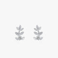 Ailmay Real 925 Sterling Silver Charm Tree Leaf Shiny CZ Stud Earrings for Women Girls Anti-allergy Fine Elegant Jewelry Gifts