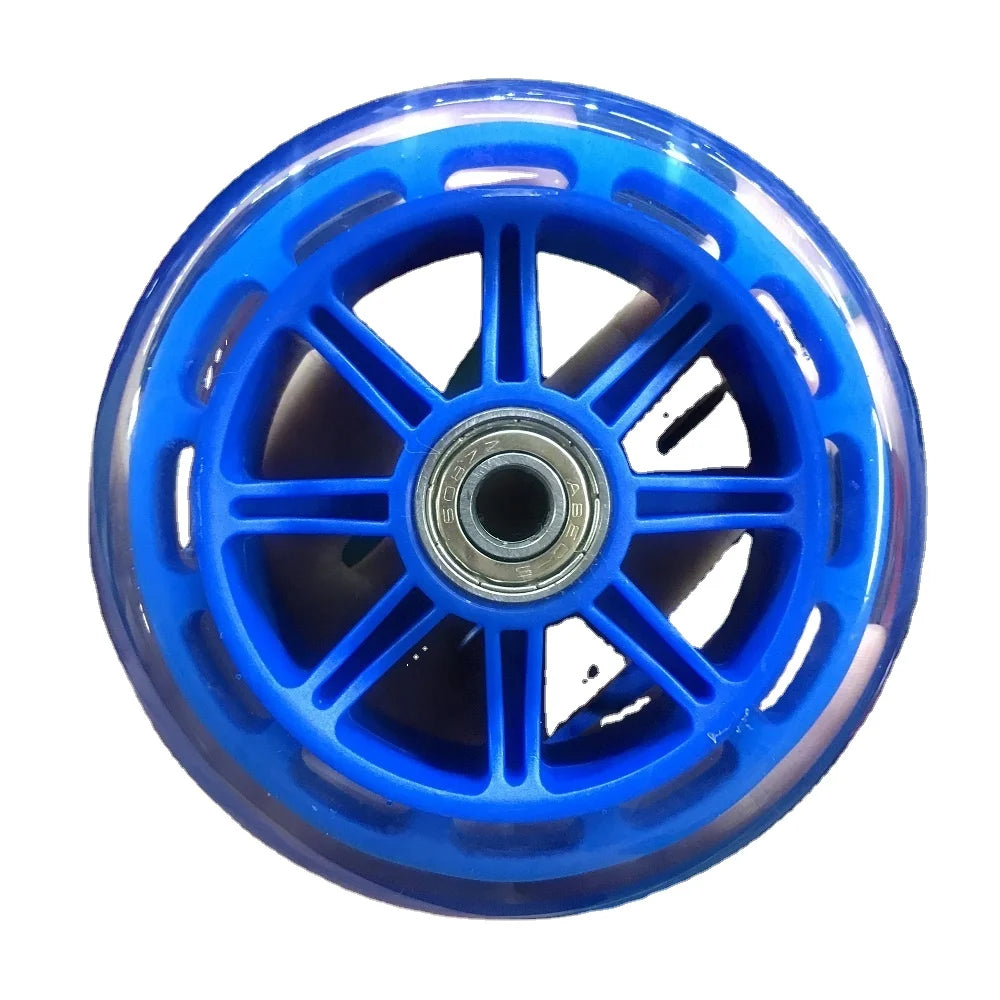 100mm 4 Inch 608 Double Ball Bearings Transparent Blue PU Wheels Furniture Caster 60kg Load Capacity Bedroom Living Room Home