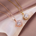 HOVANCI Luxury Style Sun Flower Pendant Full Crystal Rhinestone Gold and Rose Gold Chocker Necklace for Women