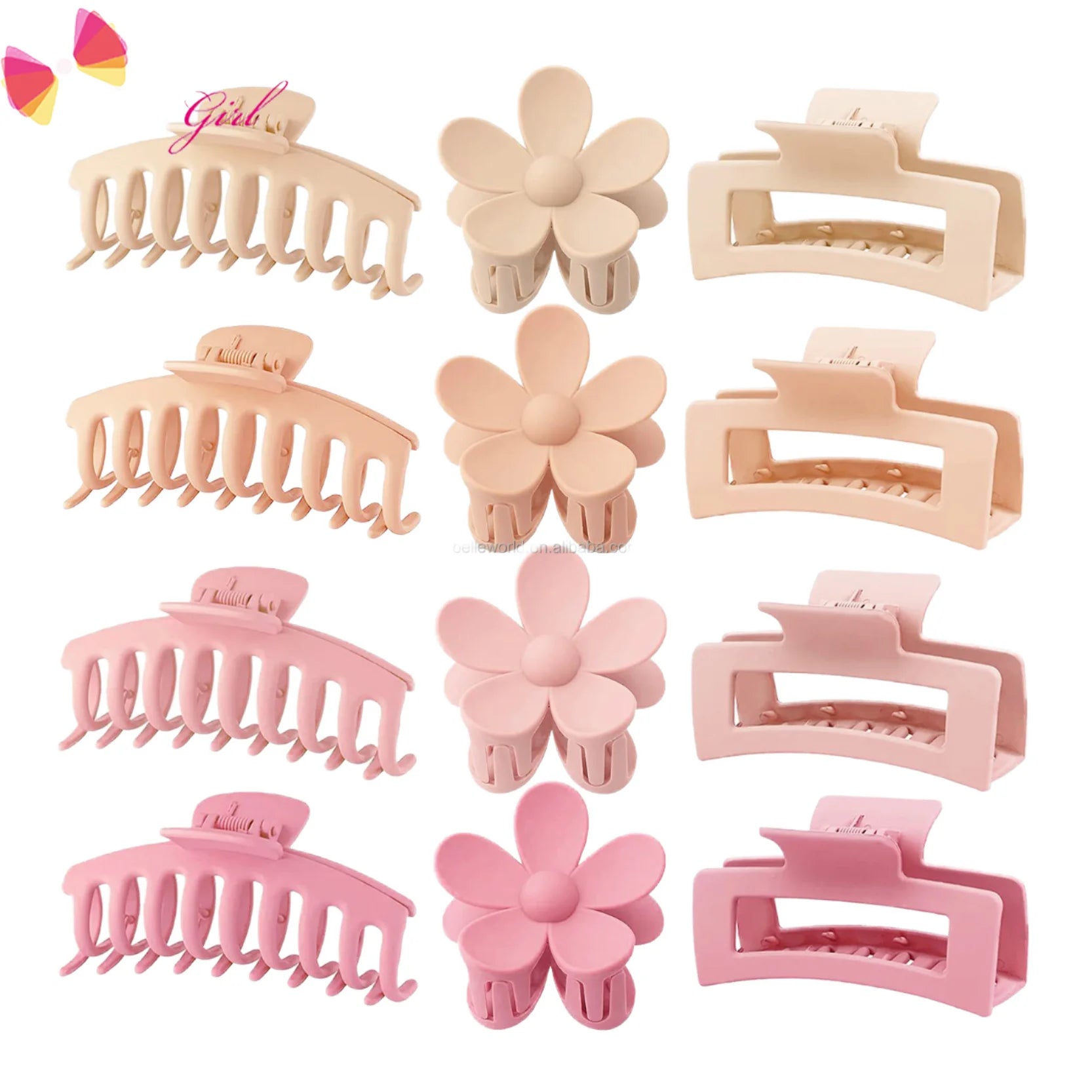 Large Claw Clamp Set Scratch-free Back Head Frosted Claw Rectangular square Shark Hair Claw Clip for Women