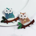 Original Designer Funny Big Eyes Owl Twig Animal Bird Glitzy Scales Casual Clothing Accessories Acrylic Brooch Best Friend Gift