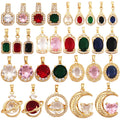Newest Trendy Geometry Mixture Style Charm Jewelry FindingsFashion 18k Gold Inlaid Rainbow Zirconia Necklace Pendant Supply L39