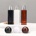 Luxury Perfume Packaging Amber White pink Yellow Matte Black 30ml square Perfume Bottle Unique Cap Ball Shape