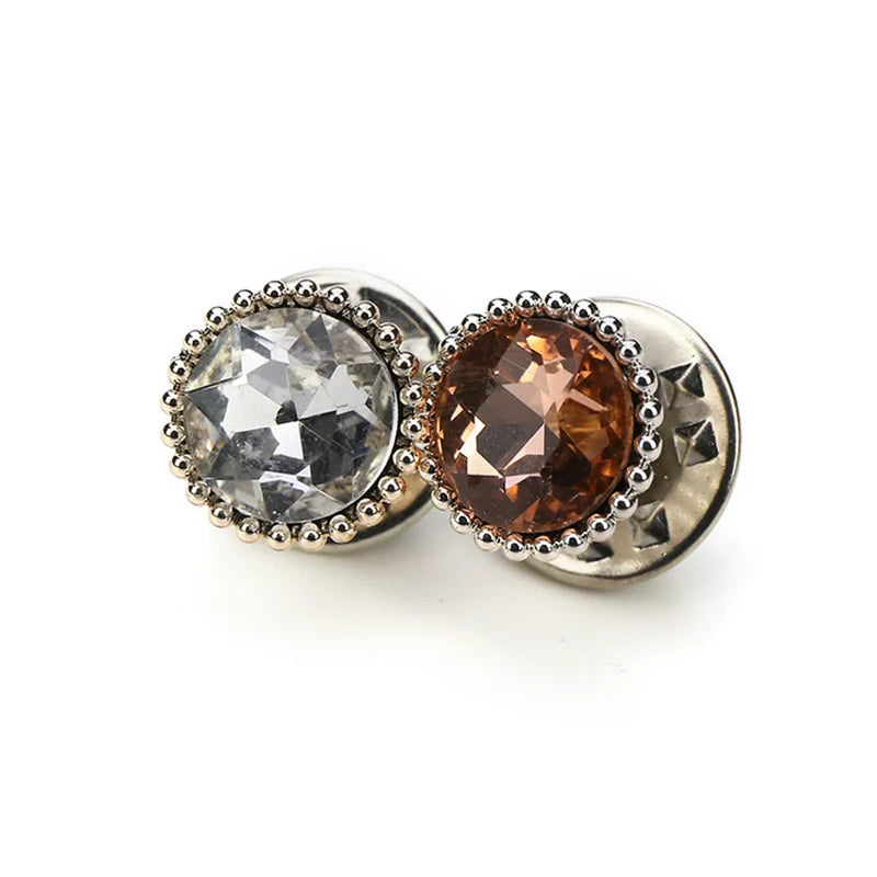 10mm CZ Crystal Transparent Rhinestone Pins With butterfly Buckle Fashion Safty Button Clasp Men Women Small Metal Stud Brooch