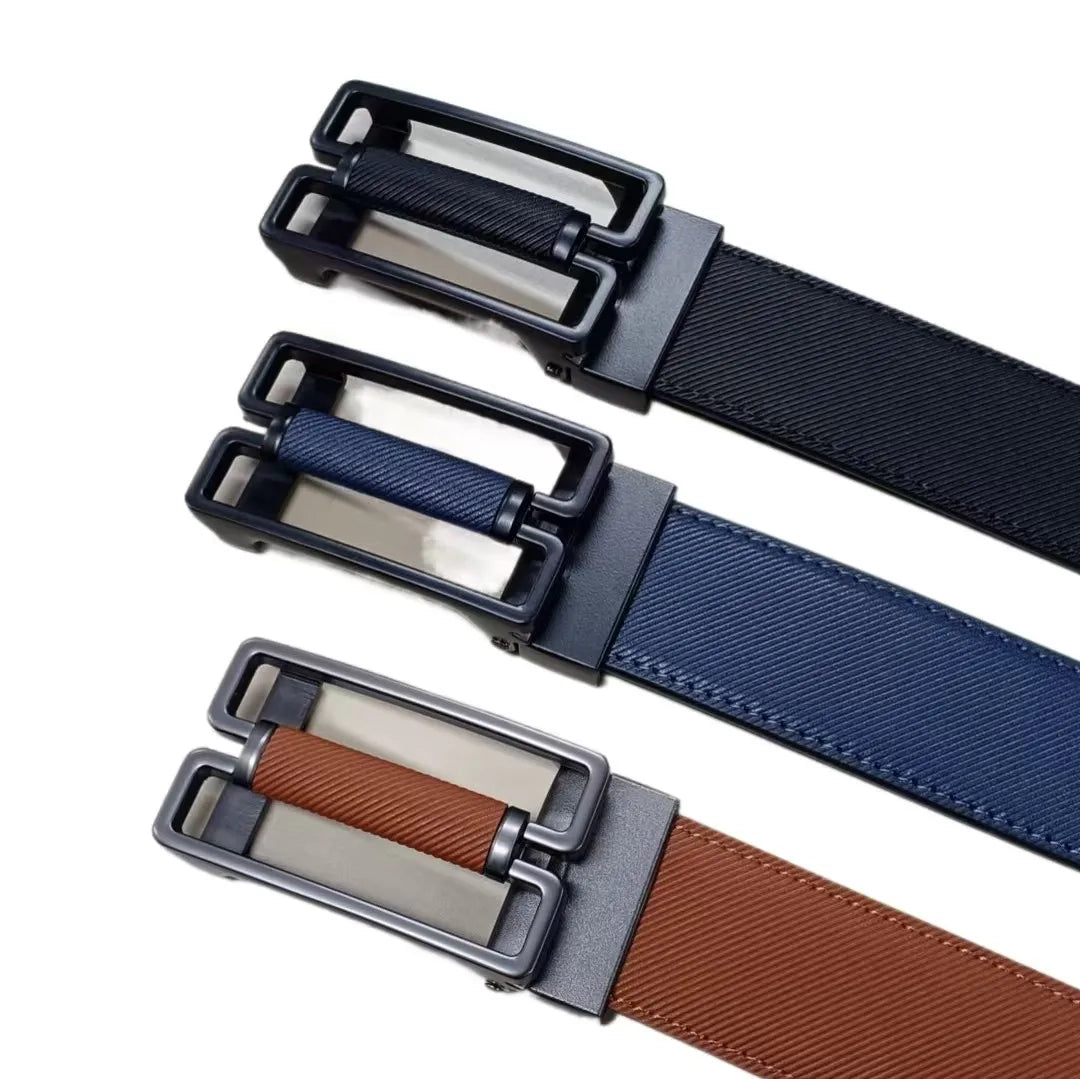 Wholesale High-quality Designer Double-layer Cowhide Belt Alloy Buckle Genuine Leather Men's Belt Customized logo