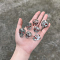 Europe and America Gentleman Men Exaggerate Skull Ring Set with Red Rhinestone Red Eyes Ghost Head Ring Factory Wholesale