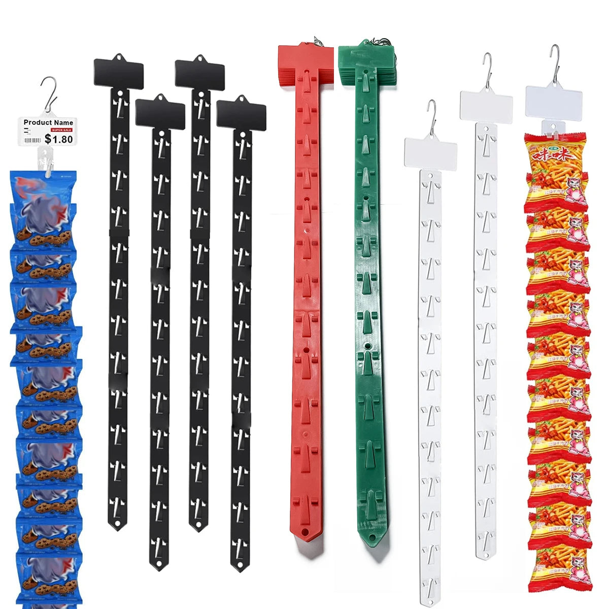 Hot Selling Display Clips Stripss Supermarkets Plastic Clips Strips Display Hanging Grocery Pp Hanging Display Snacks