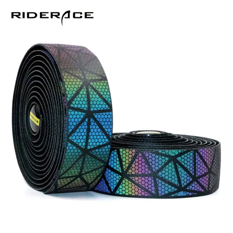 RIDERACE Road Bicycle Handlebar Tape Light Change Reflective Bike Bar Tape Anti-Vibration Racing Wrap EVA PU for Cycling Tapes