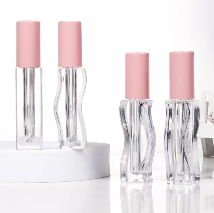 Wholesale 2.5ml Mini Square Lip Glaze Tube Plastic Empty Wavy Clear Lip Gloss Tubes Packaging Custom Lipgloss Tubes