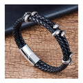 Fashion Stainless Steel Clasp Jewelry Wrap Bracelets Male Double Layer Handmade Leather Magnetic Bracelet for Men