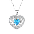 Heart Sterling Silver 925 Necklaces Blue Heart Stone Silver 925 Sterling Silver Love Heart Pendant Necklace