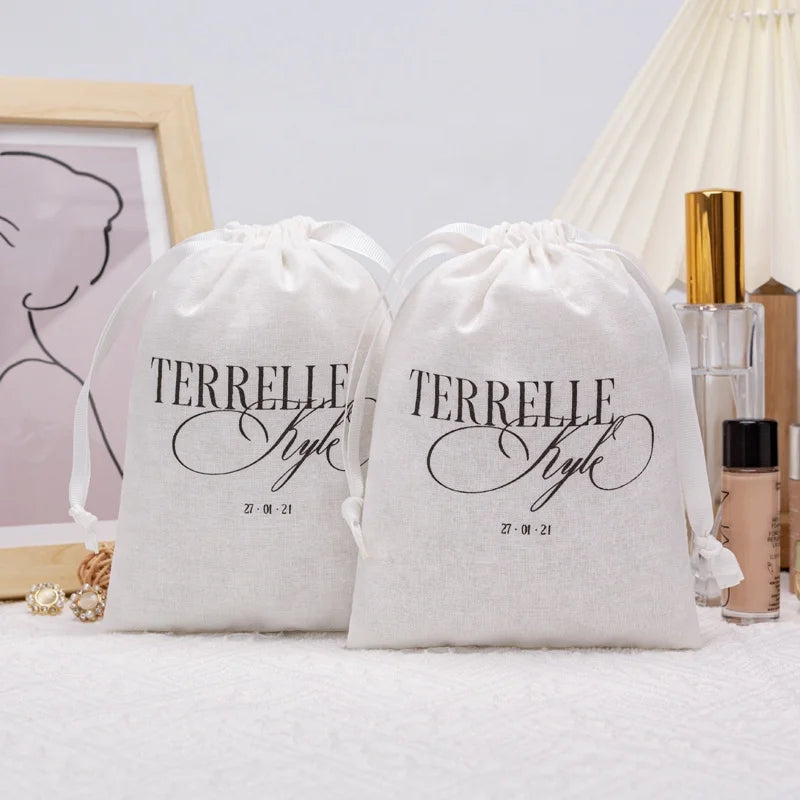 Organic Cotton Soap Set Gift Bags Reusable and Recyclable Drawstring Mesh Bag for Grocery Shopping Washable