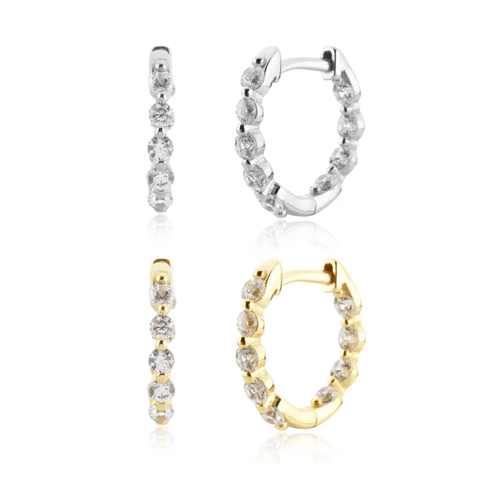 FUAMAY Aretes Fashion Jewellery 925 Sterling Silver 18K Gold Plated Huggie Hoop Cubic Zirconia Earrings