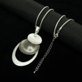 Wholesale Matte Silver Black Round Disc Circle Pendant Long Sweater Chain Necklace for Women