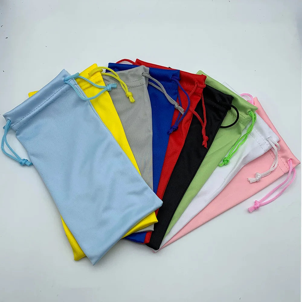 Fashion Ready to Ship 7 Color Double Drawstring Microfiber Reading Glasses Sunglasses Eyeglasses Pouch Bag