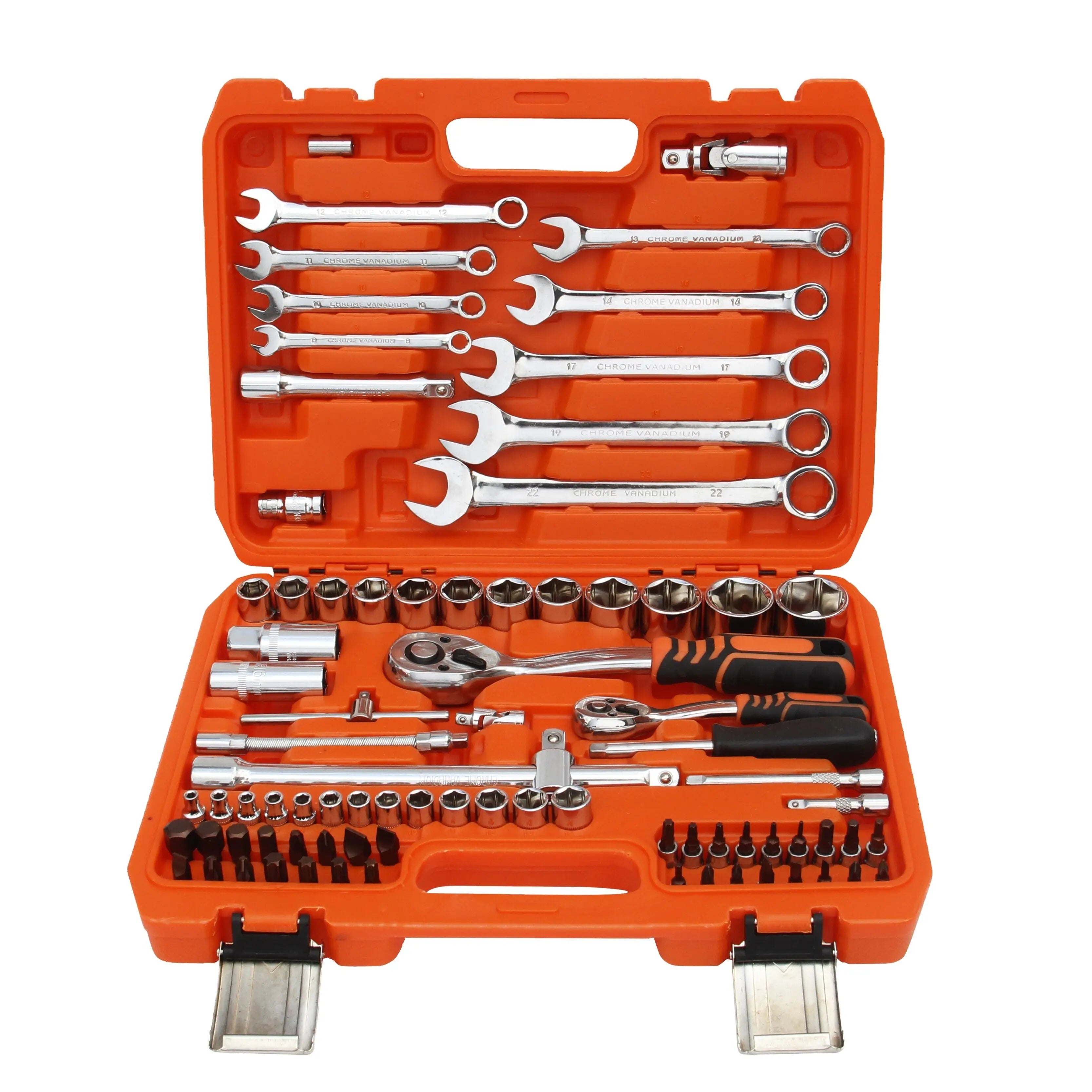 Hand Tool Set Mechanic Open Spanner Watch Ratchet Brake Bits Wrench Socket Impact Screw Driver Auto Repair Heavy Duty Kit Box