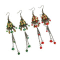 Antique Bronze Plating Flower Dangle Earrings Hot Selling Ethnic Style Vintage Bohemian Metal Tassel Drop Weddings Gifts Alloy