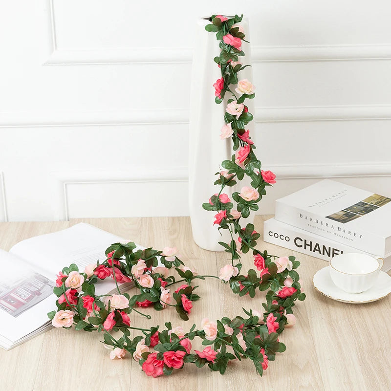 Hot Sale Artificial Rose Vine Garden Decoration Rattan Outdoor Artificial Flower Vine Wedding Arrangement Flower