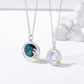Meteor 925 Silver Synthetic Moonstone Crystal Star Trendy Jewelry Rhodium Plated Couple Necklace for Engagement Wedding Party