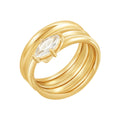 PVD 18K Gold Plated Stainless Steel Jewelry Spiral Cambered Coil Zircon Ring for Women Trendy Finger Ring R244219