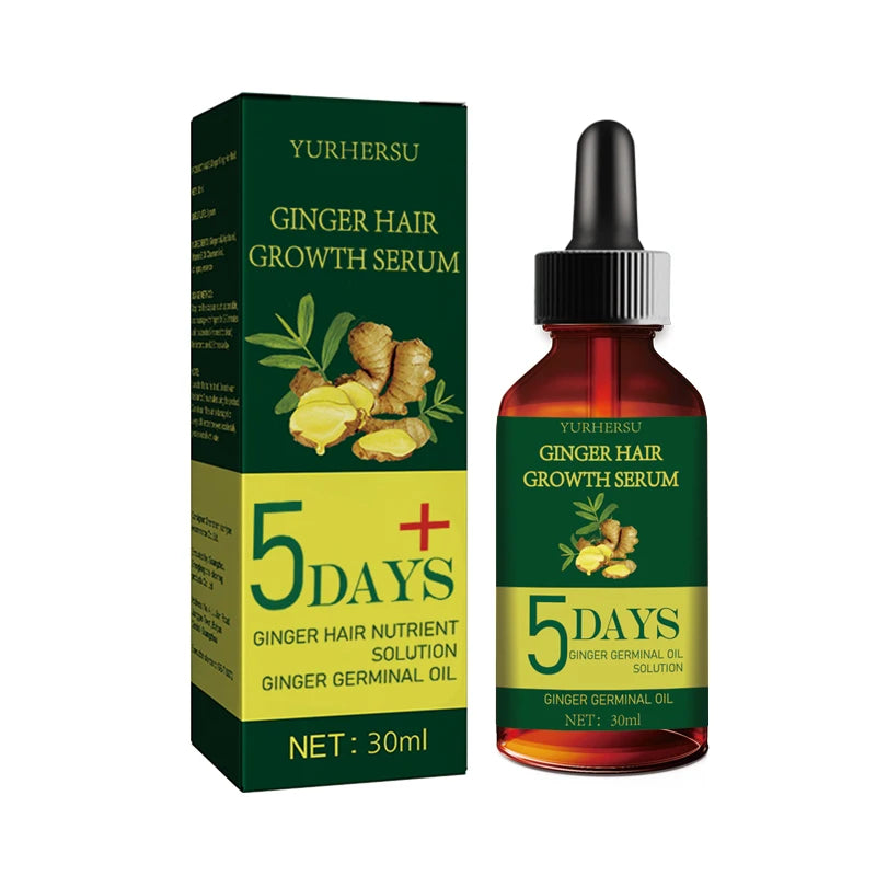 YURHERSU 5 Days Ginger Hair-loss Hair Growth Serum Oil Anti Loss Serum Ginger Oil Serum Hair Regrowth Care for Men Women