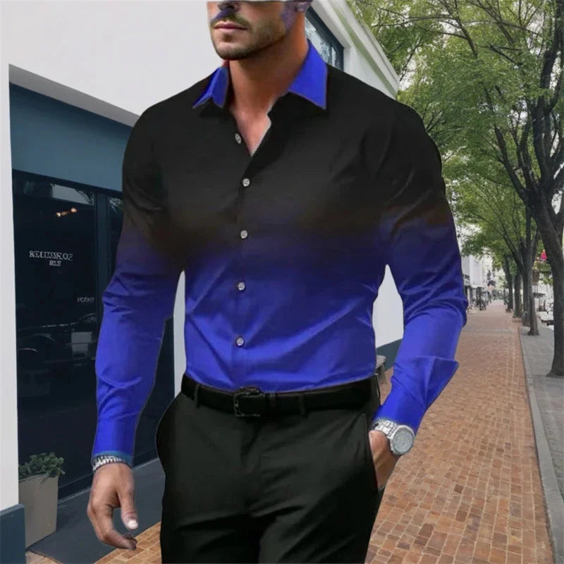 Men's Woven Digital Print Casual Work Shirt Single Breasted Customizable Fast Delivery