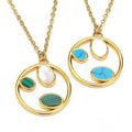 18K Gold-plated Europe United States Ins Niche Design Light Luxury Kauri Turquoise Stainless Steel Necklace Women