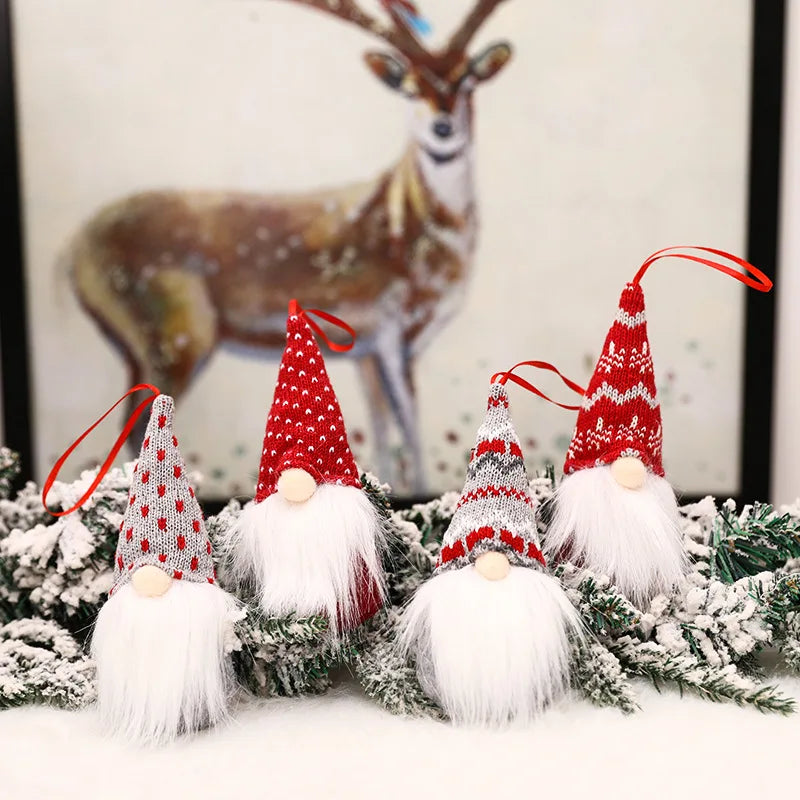 HelloWorld Christmas Tree Hanging Gnomes Ornaments Swedish Handmade Plush Gnomes Santa Elf Hanging Home Decorations Holiday Deco