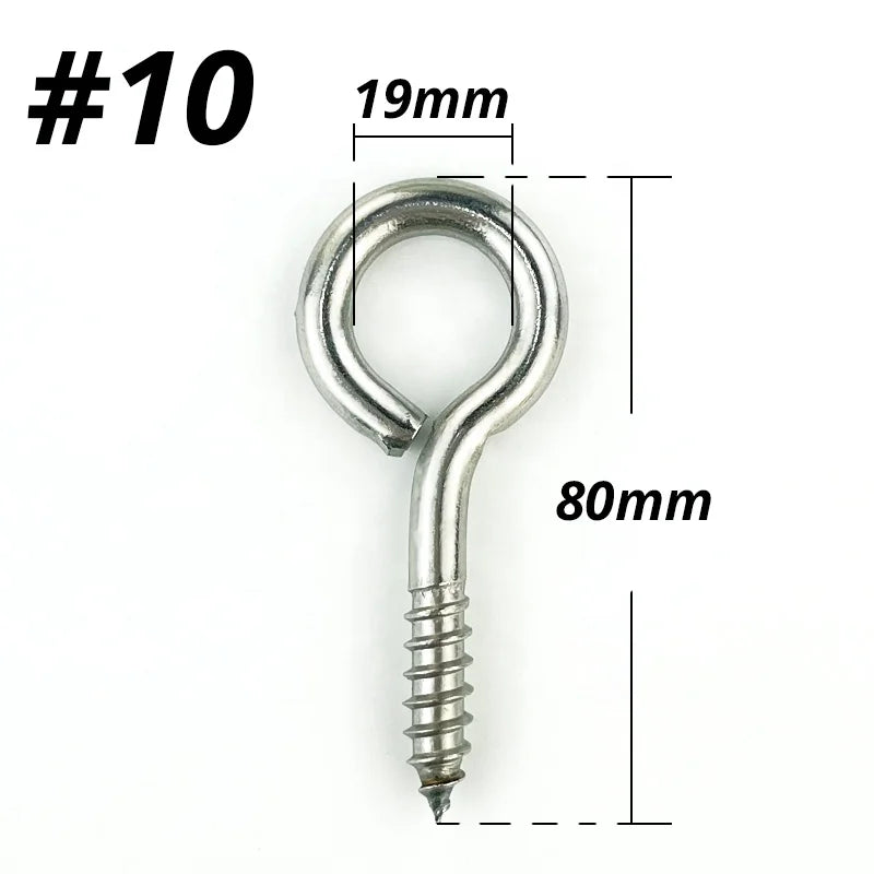 304 Stainless Steel Self-Tapping Ring Eye Bolts Hook Screw in Eye Screws #10