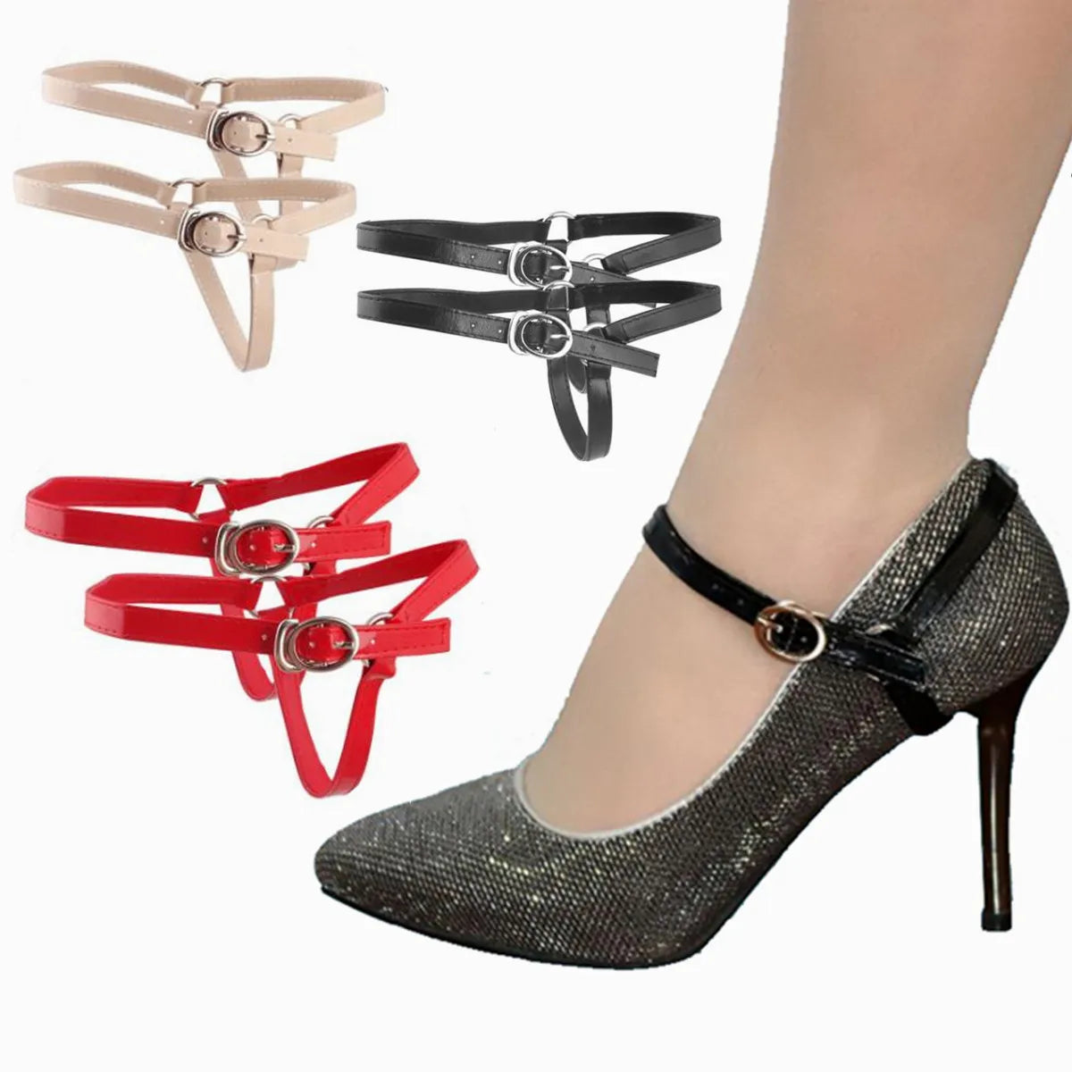 Detachable TPU Shoe Straps with Buckle High Heels Anti Slip Shoe Strings Ankle Shoelace Replacement Accessories