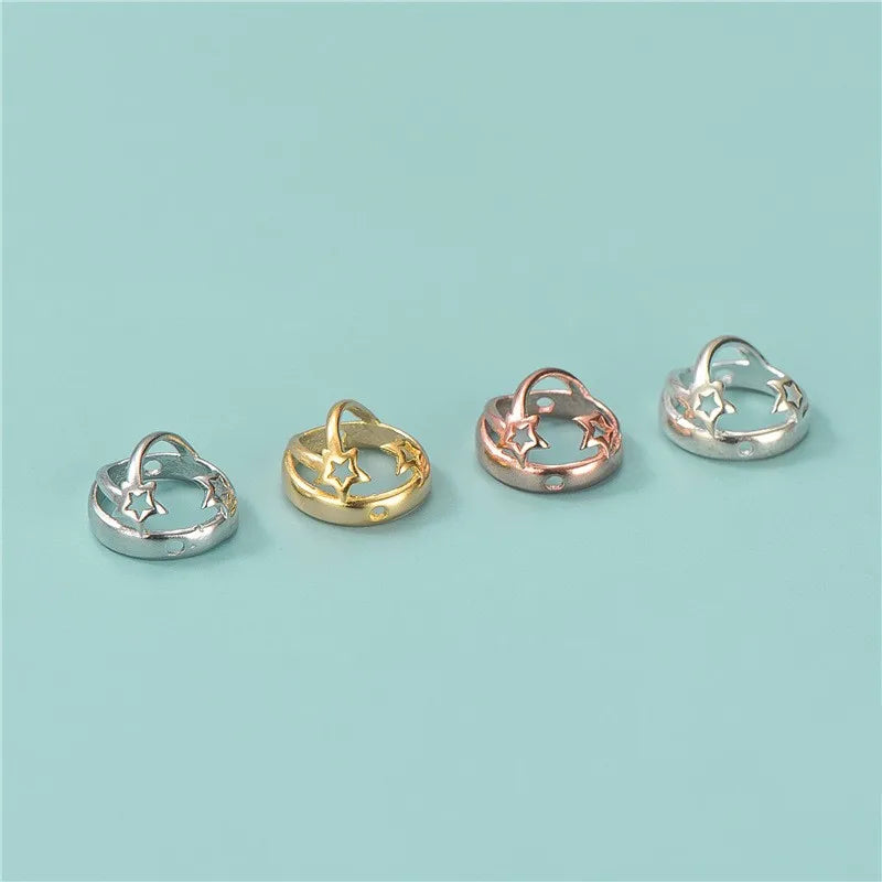 925 Sterling Silver Hollow Half Round Bead Frames Accessories for Crystal Gemstone DIY Making
