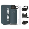 Stainless Steel Water Bottle with Straw Lid -Flip-Top Lid Hot and Cold Sports Canteen Vacuum Flask