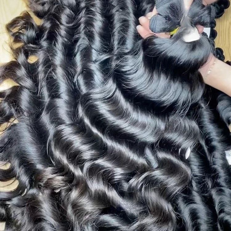 Vietnamese Raw Human Hair One Donor Cuticle Aligned Double Drawn Natural Wave Human Hair Bundles