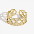 Gold Jewelry 18k Gold Plated Wide 925 Sterling Silver Hollow Chain Twist Opening Ring Wide Infinity Rings