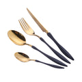 Premium Modern European Style Black and Gold Stainless Steel 18/10 Flatware Sets for Wedding with Custom Logo