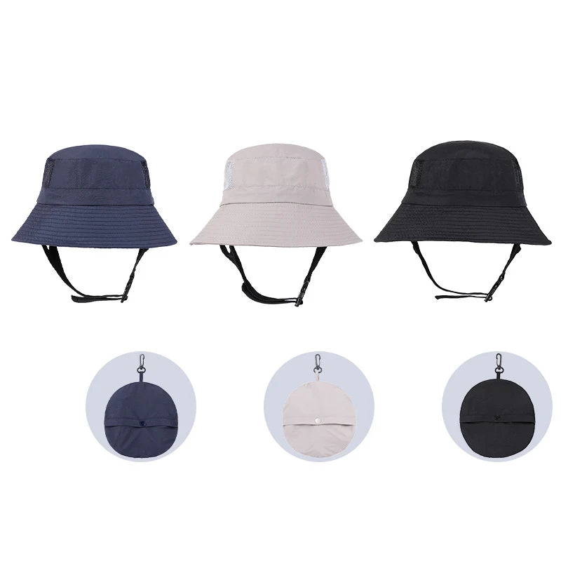 Landfond Summer Waterproof Bucket Hats Outdoor Polyester Fisherman Sun Caps Nylon Surf Bucket Hat for Men Plain Custom Logo