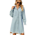 Casual Denim Dress for Women Long Sleeve Dress Loose Ladies Vintage Midi Dresses
