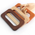 Meetee B-H048 10/13/15cm Square Woven Patchwork Bag Wallet Holder Handbag Accessories Solid Wood Bag Handle