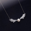 Newest LUXURY Ladies Design S925 White CZ Angel wings Charm Choker Necklace
