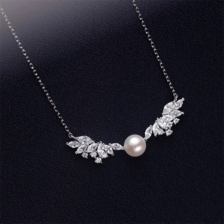 Newest LUXURY Ladies Design S925 White CZ Angel wings Charm Choker Necklace