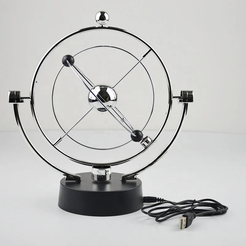 Silver Perpetual Motion Desktop Decor  Newton Pendulum Miniature Electric Newton's Cradle Gift for Home Office