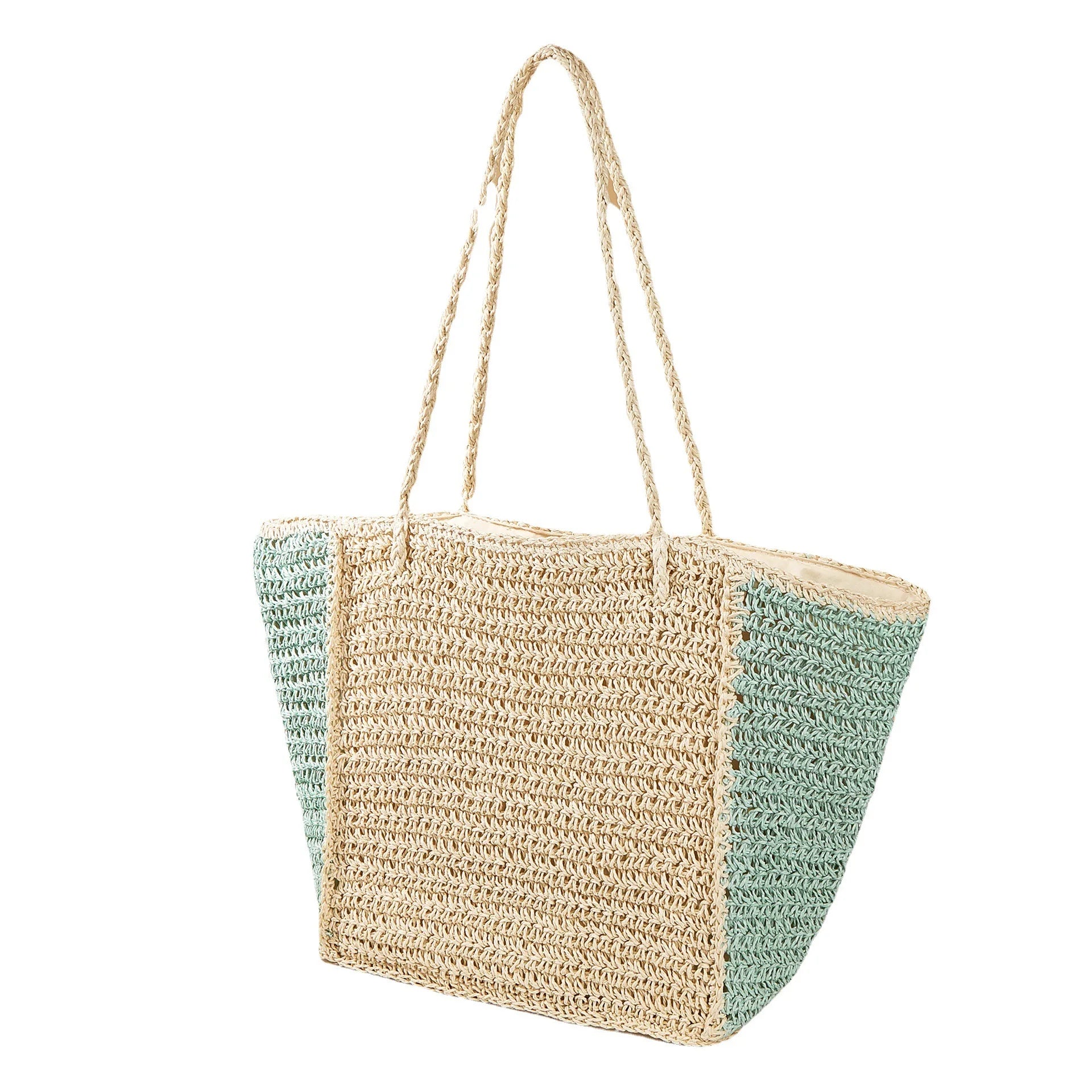 Large Capacity Summer Designer Women Straw Woven Tote Handmade Weaving Shoulder Straw Bags  for Purse Beach
