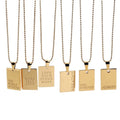 Jietao Jewelry Gold Plated English Proverbs Inspirational Quotes Rectangle Pendant Stainless Steel Necklace Jewelry Wholesale