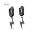 Ason Personality Hip Hop Jewelry Huggie Black Gold Lightning Shape Drop Earrings Wholesale Men and Women Buckle Hoop Earrings